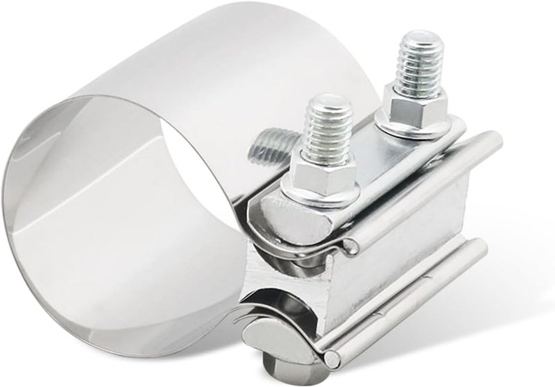 PACLVIO Exhaust Clamp, Exhaust Pipe Clamp, 2.5'' Butt Joint Stainless Steel Clamp Band, Universal Car Accessories Widening Clamp Butt Joint Exhaust Clamp Replacement for Exhaust Pipe (2.5 inch) - Image 1
